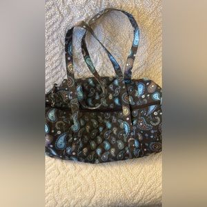 Vera Bradley teal and brown duffle bag